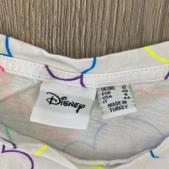 Primark Disney white and neon Mickey Mouse head silhouette t-shirt size 8 medium - Picture 2 of 4